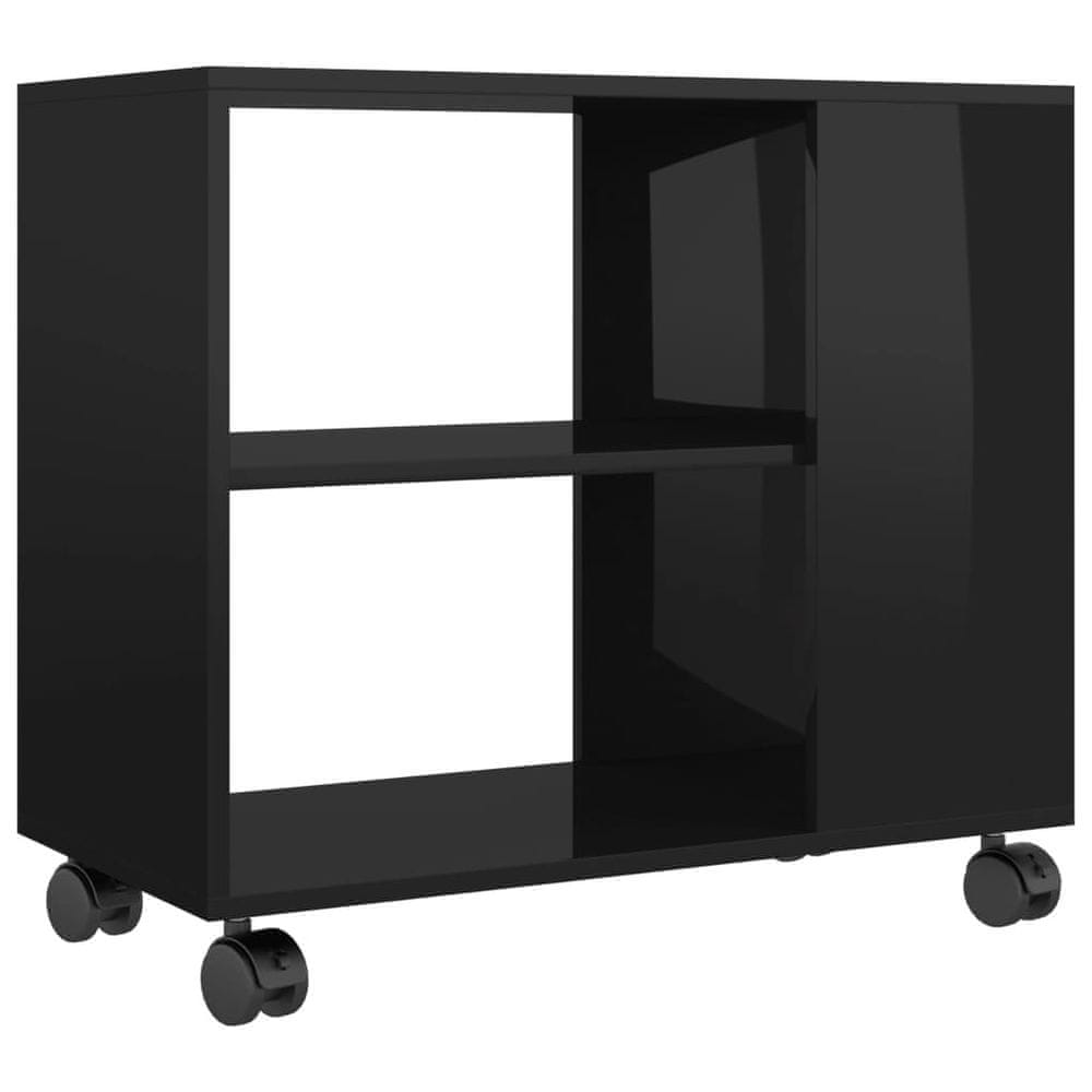 Vidaxl Príručný stolík, lesklý čierny 70x35x55 cm, kompozitné drevo